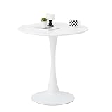 GrandCA HOME Moderner Runder Esstisch 70 cm mit Säulenfuß im Tulpendesign, Mid-Century Freizeittisch für Küche, Esszimmer und Wohnzimmer，Weiß-70