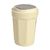 CYairong-22 Schreibtisch-Papierkorb 12 Liter/3,1 Gallonen Mülleimer aus Kunststoff, Mülleimer mit Druckdeckel, cremeweißer moderner Abfallkorb for Wohnzimmer, Schlafzimmer, Badezimmer Mülleimer