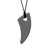 ARK Kauhalskette Säbelzahn – sichere Beißkette aus Silikon für Kinder & Erwachsene – orale & motorische Stimulation – verschiedene Stärkegrade – BPA-frei & spülmaschinenfest (dunkelgrau, fest)