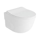 LAVITA Wand-WC Dalia Hänge Toilette Toilettendeckel mit Absenkautomatik & Metallscharniere Toiletten Spülrandlos Hängend Toilettenbecken WC Sitz 360x520x410 cm Weißer Glanz
