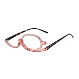 Yphzmtz Make-up-Brille, Reversible Linsen-Falt-Lesebrille, Schwenkbare Make-up-Brille für Mädchen, Frauen - 2.5 (Rosa)