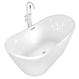 AcquaVapore freistehende Badewanne Wanne F13 180x92cm Whirlpool Luftmassage Armatur AF04