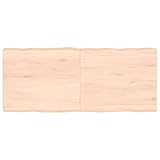 LAPOOH Tischplatte 140x60x6 cm Massivholz Eiche Unbehandelt Baumkante, Arbeitsplatte, Holzplatte, Schreibtischplatte, Waschtischplatte, Küchenarbeitsplatte