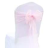 Rockreyoa Organza Stuhlschleifen Stuhlschärpen Stuhlbezugschleifen Band Schleifen Stuhlhussen Stuhl Bogen für Hochzeit Bankett Ceremonie Geburtstagsfeier Veranstaltungen Deko Hellrosa 50 Stück