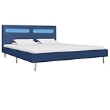 CKioict Schlafzimmerbett Tagesbett Doppelbett/Einzelbett Bettgestell mit LED Blau Stoff 160 x 200 cmGeeignet für Schlafzimmer, Wohnzimmer, Gästezimmer