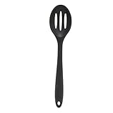 Adfaga 3-teiliges Silikon-Kochlöffel-Set, hitzebeständig, kratzfest, Küchenutensilien mit Aufhängeloch für Zuhause und Restaurant, langlebig, platzsparend, leicht zu reinigende Koc (Schwarz)