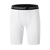 HYCOPRTO Herren Kompressionsshorts, Schnelltrocknendes Baselayer Unterhose Kurz Laufunterwäsche Atmungsaktive Tights Fußball Radlerhose (Weiß, L)