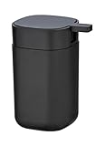 WENKO Seifenspender Davos, für 350 ml Flüssigseife, aus hochwertigem Kunststoff, BPA-frei, 9,8 x 13 x 7,8 cm, Schwarz matt
