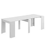 Habitdesign, ausziehbarer Konsolentisch, Esstisch für Wohnzimmer, Flur oder Küche, platzsparend & multifunktional, Hochglanz Weiß, Maße: 50–235 x 78 x 90 cm (L x H x B), Modell Extensible