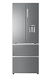 Haier French Door B3FE788CPJW Kühl-Gefrier-Kombination Edelstahl/Easy-Access-Schubladen / 70 cm Breite/ABT-System/MyZone/Instant Cool Box/Total No Frost/Inverter Kompressor/Wasserspender