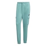 adidas Herren Essentials FEELCOZY Fleece Cargo Pant, Powder Teal/Black, XXS