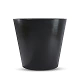 amei Der Runde Pflanzkübel aus Fiberglas (Schwarz ø 70 cm - h 60 cm) – Blumenkübel in geometrischer Optik – handgefertigter Pflanzkübel rund aus Stonefiber – UV-beständig und frostfest