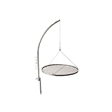HeRo24 Grillgalgen Schwenkgrill Grillgestell 3,5cm Rohr mit Erdspieß aus Edelstahl T210 mit 50 cm Edelstahl Rost !