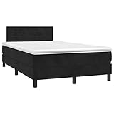 Juroupi Boxspringbett mit Matratze & LED Bett Boxspringbett Bett Mit Matratze Polsterbett Schlafzimmer MöBel Schwarz 120x190 cm Samt