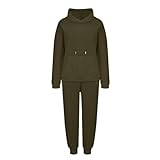 Trainingsanzug Damen Set Jogginganzug Einfarbig Waffelstrick Stretch Sportanzug Kapuzenpullover Mit Taschen Und Jogginghose 2 Teilig Outfit Outdoor Workout Laufbekleidung Mode Bequeme Activewear