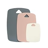 AKINOYAMA Schneidebrett 3er Set, Schneidebretter für Küchen mit Griff, BPA-frei, spülmaschinenfeste Schneidebretter, Multi Color Schneidebrett Set (Rosa)