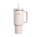 STANLEY 1913 Quencher H2.0 Flowstate Trinkflasche Mit Strohhalm 1.2L - Thermobecher Kühlt 11 Stunden - 48 Stunden Eisgekühlt - Spülmaschinenfest - Thermosflasche BPA Frei - Trinkbecher - Rose