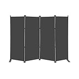 KEORTUN Klappbar 4-teiliger Raumteiler 203x183 cm Sichtschutz Paravent Trennwand FREISTEHEND für Wohnzimmer, Schlafzimmer, Büro, Studio- Grau