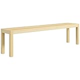 HOMCOM Sitzbank 3-Sitzer Holzbank Küchenbank im Landhaus-Stil, Essbank für Wohnzimmer, Küche, Eingang, Kiefernholz, bis 330 kg belastbar, 175 x 33 x 45 cm, Natur