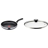 Tefal D52606 Resist Bratpfanne 28 cm | sichere Titanium Antihaftversiegelung & Glasdeckel 28 cm, Edelstahlfassung, Spülmaschinenfest, Dampfventil, Thermokunststoffgriff, 28097712