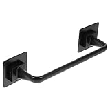 LALAFINA Wandmontierter Handtuchhalter aus Abs Kurz Schwarz Handtuch und Geschirrtuchhalter für Bad Küche Kratzfreie Kanten Selbstklebend ohne Bohren