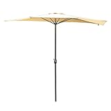 AGKANVCVNT 3.0m Halbschirm, Sonnenschirm Halbrund Balkon, Tischschirm Für Terrasse Pool Strand, Platzsparender Marktschirm, Mit Kurbel, Spendet Schatten(Beige)