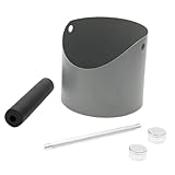 HAKIDZEL Edelstahl Kaffeepulver Abklopfbehälter mit Klopfstange Kompakte Abklopfbox für Siebträger Rostfrei Platzsparend Geeignet für Espressomaschinen und Haushalt