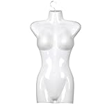 1 x Torso Weiblich - 66 cm Damentorso aus Kunststoff - Oberkörper Halbplastik in Farbe weiß - Mannequin Büste - Halbschale Damenbody - Büstenform - Schaufensterpuppe mit Haken - 1 Stück Dekotorso