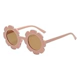 Runde Blumen-Sonnenbrillen für Mädchen Niedlich Sonnenblumen Brille Kunststoff Spaß Blumen-Brillen Outdoor-Strandbrillen für Kleinkinder Sonnenbrillen Lustige Party Dekorative Brillen (A, One Size)