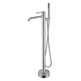 Moderne Badewannenarmatur – freistehende Badewannenarmatur mit Duschwasserfall, 360° drehbarer Einzelgriff, gebürstetes Gold-Finish