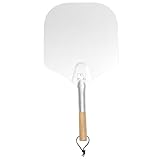 ZUNOXAZ Aluminium Pizzaschaufel mit Holzgriff Leichter Pizzaheber und Pancake Transfer Tool Vielseitig für Ofen Kuchen Omelett und Kekse Stabiles Küchenwerkzeug für Handling