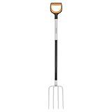 Fiskars Spatengabel für harte, steinige Böden, Mit 4 Zinken, Länge: 120 cm, Qualitätsstahl-Zinken/Glasfaserverstärkter Kunststoff-Stiel, Schwarz/Orange, Xact, 1070716