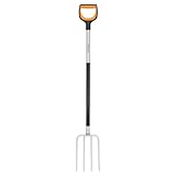 Fiskars Spatengabel für Harte, steinige Böden, Mit 4 Zinken, Länge: 120 cm, Qualitätsstahl-Zinken/Glasfaserverstärkter Kunststoff-Stiel, Schwarz/Orange, Xact, 1070716