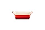 Le Creuset Rechteckige Auflaufform Tradition aus Steinzeug, 19 cm, 1.1 Liter, Kirschrot, 71102190600001