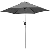 Yaheetech Sonnenschirm Gartenschirm Ø 230cm Balkonschirm mit 6 Rippen Rund Markschirm Sonnenschutz Terrassenschirm Kurbelschirm für Balkon, Grau