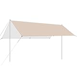HUHJYUGE Camping Zeltplane, wasserdichte Campingplane mit Silber- oder Schwarzbeschichtung, Tragbares Sonnensegel für Outdoor, Picknick, Strand, Garten, Wandern und Zelten (A 4.5x4.5m)