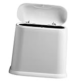 DEARMAMY Kompakter Müllbehälter Schmaler Abfalleimer Ovaler Abfallsammler für Küche Bad Wohnzimmer Vielseitig Einsetzbar Platzsparend Robust Weiß