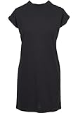Urban Classics Damen Turtle Extended Shoulder Dress – Baumwoll Kleid mit Stehkragen & überschnittenen Schultern, Regular Fit für Freizeit, Alltag & Streetwear,Schwarz,L