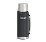 THERMOS ICON BEVERAGE BOTTLE 1,20l, grau/graphite mat, Thermosflasche 1200ml, Isolierflasche mit Trinkbecher, Thermoskanne mit Griff, 24 h heiß / 24 h kalt, spülmaschinenfest, absolut dicht, BPA-frei