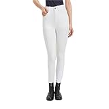 YGMNQAL Reithose Damen Reitsport Reithose Training Wettkampf Verschleißfeste innere Knie Patch Ausrüstung Kleidung(White,33 (66-69kg))
