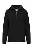 HANSEHELD Damen Troyer Schurwolle Schwarz 40 | Pullover | 100% Schurwolle | Strickpullover für Frauen | Troyerkragen | Reißverschluss | Wollpullover | Made in Germany