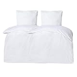 Moon - 2er Pack Hotelbettwäsche Linon aus 100% Baumwolle - Bettwäsche ca. 135x200 / 80x80 cm - mit Hotelverschluss - 95° (weiß)