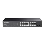 Mercusys MS116GS 16-Port Gigabit Switch 19 Zoll, unmanaged Netzwerk-Switch, für Desktop oder Rack-Montage, Plug und Play, Metallgehäuse, 294 × 140 × 44 mm