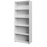 Casaria® Bücherregal 5 Fächer 190x60x28cm Höhenverstellbare Böden Holz Offen Modern Stehend Arbeitszimmer Büro Wohnzimmer Standregal Regal Vela Weiß