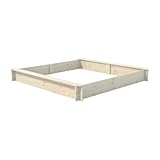 Premium Sandkasten Kiefer Megalino L 147x147x19 cm mit Sitzflächen, 100% Natürliches Holz, Sandkasten mit praktischem Sitzflächenrand, Kinder-Sandkasten Outdoor aus Massiv Holz