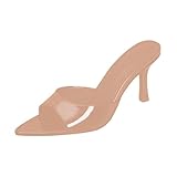 Damen-Sandalen mit rückenfreiem Absatz, offener Zehenbereich, lässige Sandalen, Lackleder, Anzugschuhe, Kätzchen-Absatz, Pantoletten für Outdoor, Dating, Pumps, spitzer Kopf, formelle Slider, Sommer