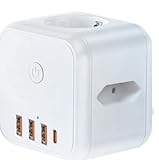Steckdosenleiste mit USB, 7-in-1 Steckdosenwürfel mit Schalter