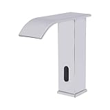 RjcdOPL Wasserhahn mit automatischem Sensor, warm und kalt, berührungsloser Wasserhahn mit Infrarot, Temperatur verstellbar von 0 bis 80 °C, ideal für Küche, Badezimmer, Hotel (Silber)