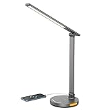 Lastar LED-Schreibtischlampe aus Metall für das Heimbüro, Tischlampe mit 7 Helligkeitsstufen und 5 Modi, Schreibtischlampe mit USB-Ladeanschluss, Auto-Timer, Schreibtischlampe für Schlafzimmer