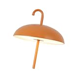 SONNENKERZE Regenschirm Tischlampe Orange mit Akku & USB-C | 3-in-1 LED Lampe zum Hängen, Stellen oder Liegen | Deko Lampe in Orange mit Metallständer | Stimmungslicht für Innen & Außen